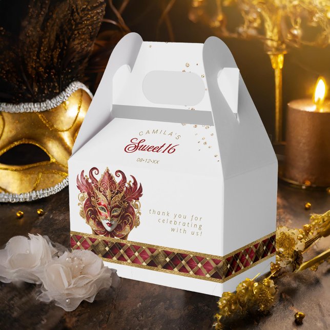Masquerade Maske Motif Harlequin Red Gold ID1032 Geschenkschachtel (Von Creator hochgeladen)