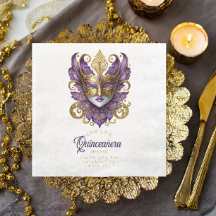 Masquerade Maske Motif Lila Gold White ID1031 Serviette