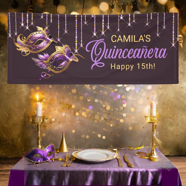 Masquerade Maske Quinceañera Lila Gold ID1031 Banner (Von Creator hochgeladen)