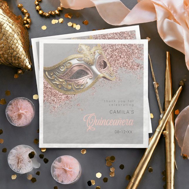 Masquerade Maske Quinceanera Rose Gold ID1031 Serviette (Von Creator hochgeladen)