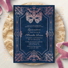 Masquerade Maske Rosa Elegantes Quinceanera Einladung