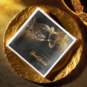 Masquerade Maske Sweet 16 Black Gold ID1032 Serviette