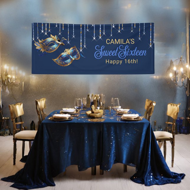 Masquerade Maske Sweet 16 Blue Gold ID1032 Banner (Von Creator hochgeladen)