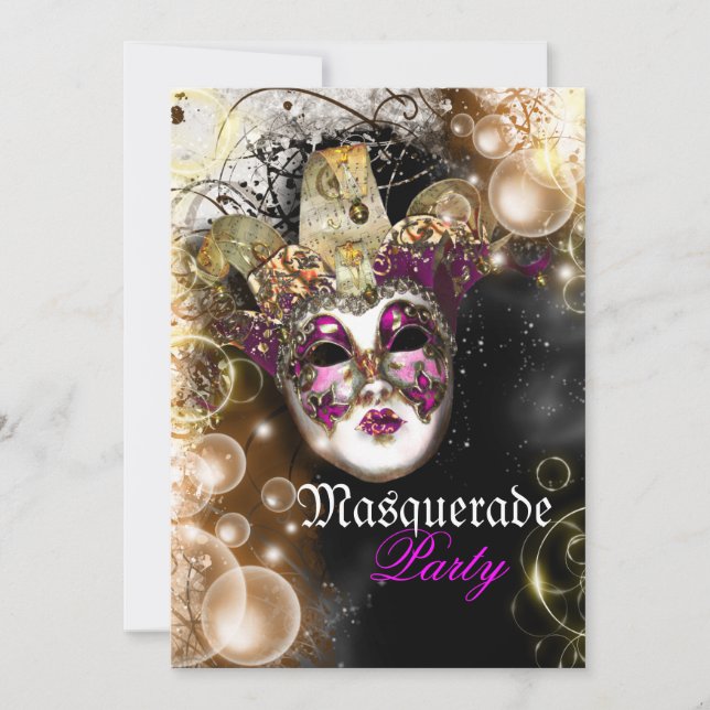 Masquerade Maske venezianisches Mardi Gras Party Einladung (Vorderseite)