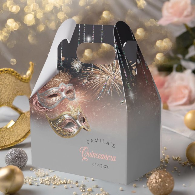 Masquerade Masken Quinceanera Rose Gold ID1031 Geschenkschachtel (Von Creator hochgeladen)
