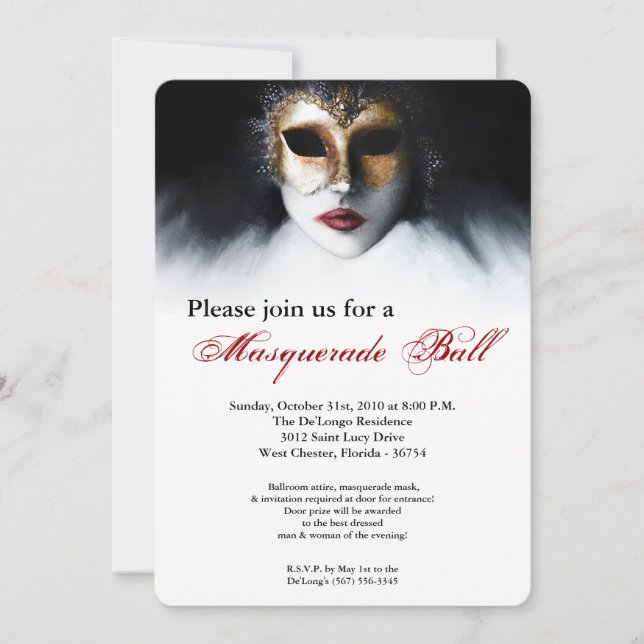 Masquerade Maskenball-Maskenball-Maskenumschlag Ha Einladung (Vorderseite)