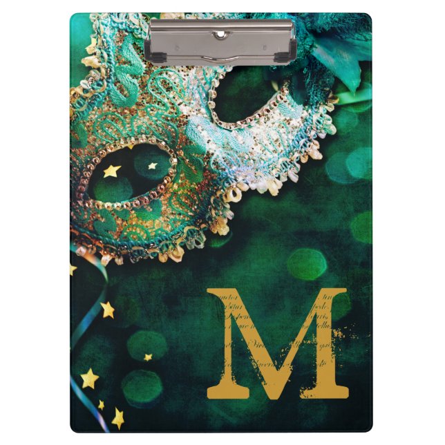 Masquerade Maskencostum Monogram Initial Clip Boar Klemmbrett (Vorderseite)