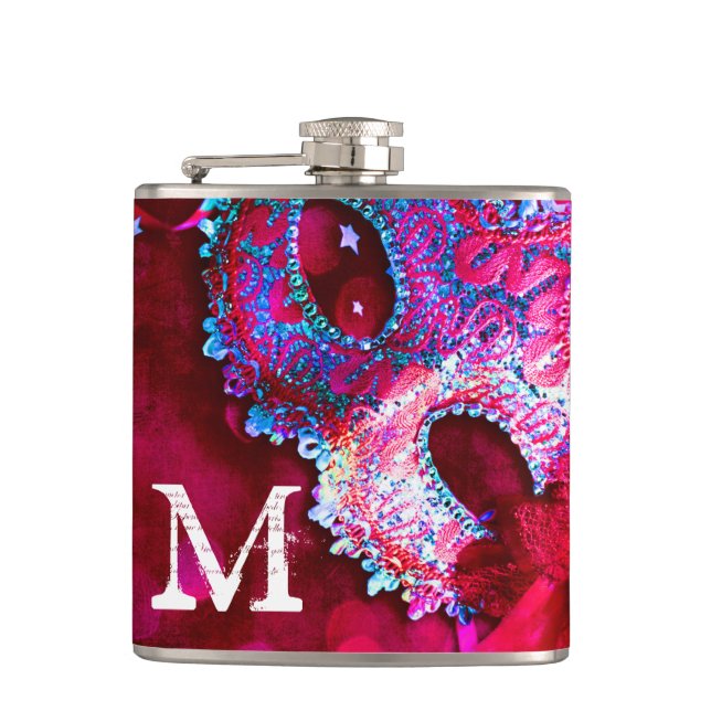 Masquerade Maskenkostüm Monogram Whiskey Flask Flachmann (Vorderseite)