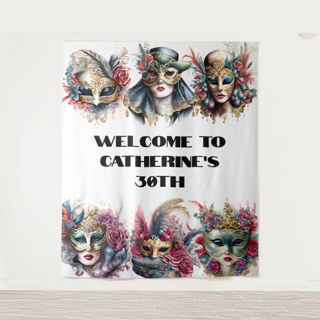 Masquerade maskiert Männer venezianische Karnevals Wandteppich (Vorderseite)