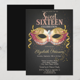 Masquerade, Masque, Confetti Sweet 16 Einladung