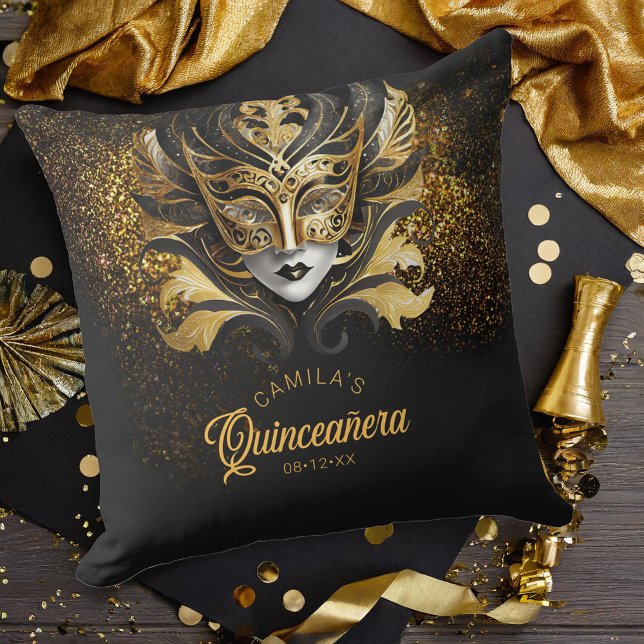 Masquerade Motif Sweet 16 Black Gold V2 ID1032 Kissen (Von Creator hochgeladen)