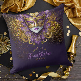 Masquerade Motif Sweet 16 Lila Gold V2 ID1032 Kissen