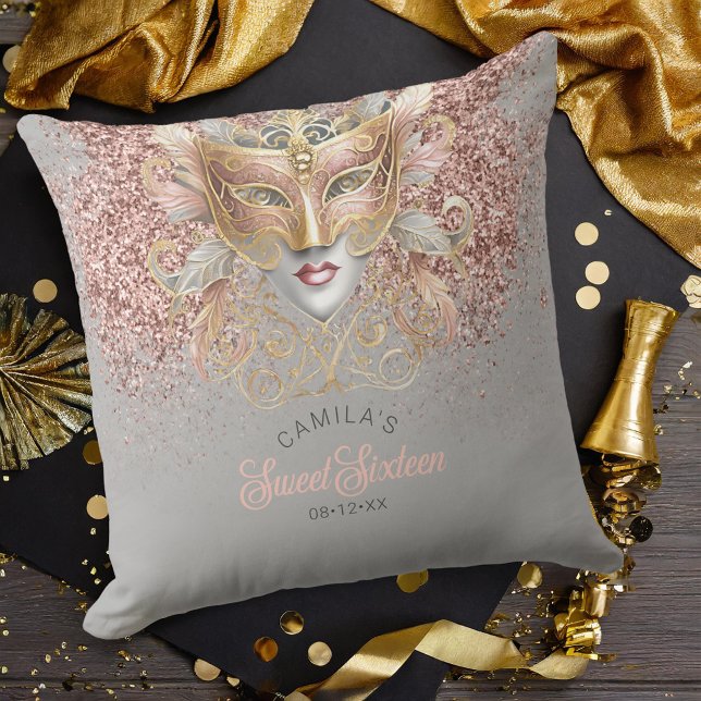 Masquerade Motif Sweet 16 Rose Gold V2 ID1032 Kissen (Von Creator hochgeladen)