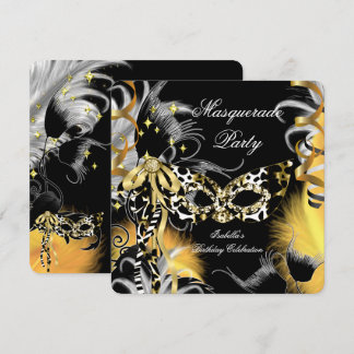 Masquerade Party Birthday Wilde Maske Schwarzes Go Einladung