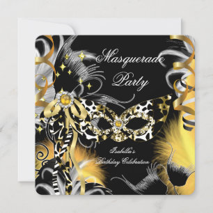 Masquerade Party Birthday Wilde Maske Schwarzes Go Einladung