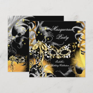 Masquerade Party Birthday Wilde Maske Schwarzes Go Einladung