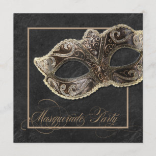 Masquerade Party Einladung - Bronze, Gold und Schw