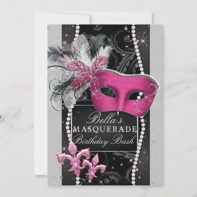 Masquerade Party Einladungen, Mis Quince Anos Einladung (Vorderseite)