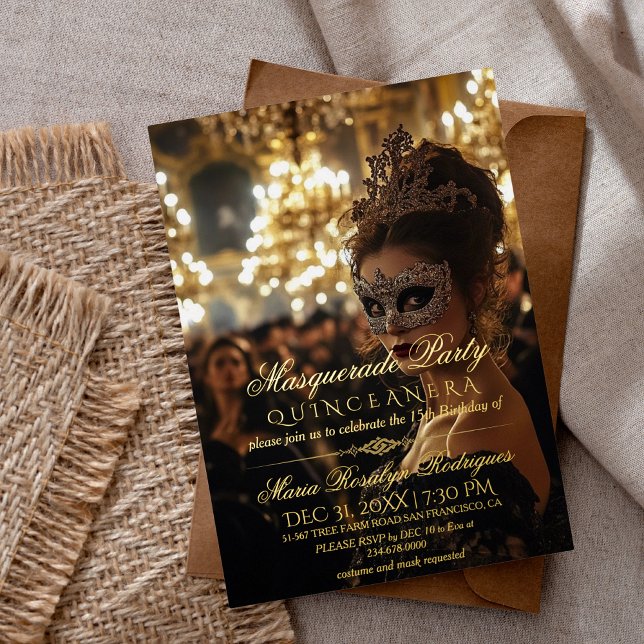 Masquerade Party Foto Quinceanera Folieneinladung (Von Creator hochgeladen)
