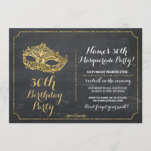 MASQUERADE Party Gold Mask Invitation 30e 40e 50e