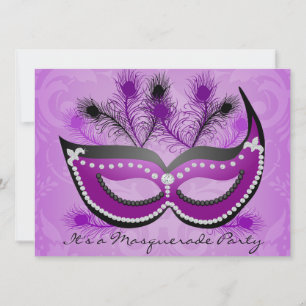 Masquerade Party Lila Venezianische Maske Einladun Einladung