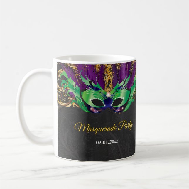 Masquerade Party Magische Nacht Grün Lila Gold Kaffeetasse (Links)