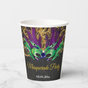 Masquerade Party Magische Nacht Grün Lila Gold Pappbecher