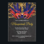Masquerade Party Magisches Nachtrot Einladung<br><div class="desc">Masquerade Party Magical Night Red Gold Blue Einladung. Mask Birthday Party. Mardi Gras. Red,  Gold und Blue Glitzer Feather Peak. Süß 16 Sechzehn. Hintergrund der Zwischenablage. Jedes Alter. Für weitere Anpassungen klicken Sie bitte auf die Schaltfläche "Anpassen" und verwenden Sie unser Designwerkzeug,  um diese Vorlage zu ändern</div>