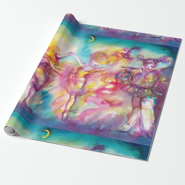 MASQUERADE-PARTY, Mardi-Gras-Masken, Tanz, Musik Geschenkpapier (Ungerollt)