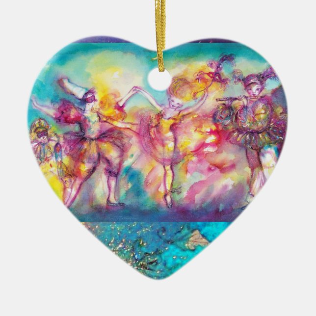 MASQUERADE-PARTY, Mardi-Gras-Masken, Tanz, Musik Keramikornament (Vorne)