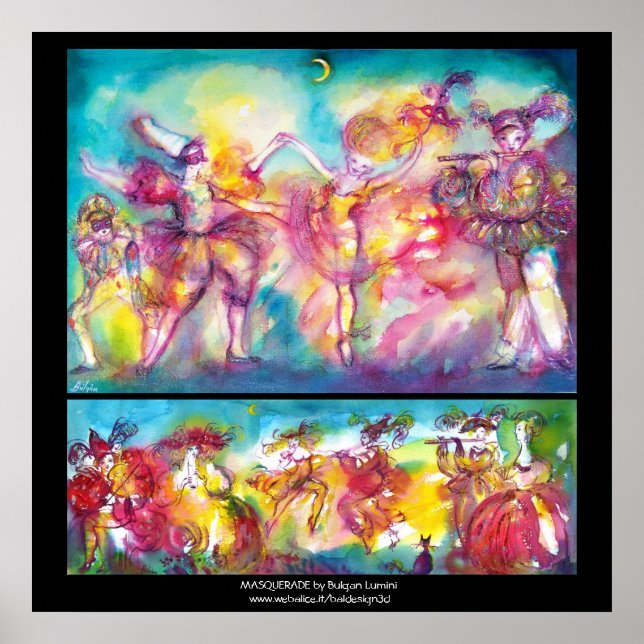 MASQUERADE-PARTY, Mardi-Gras-Masken, Tanz, Musik Poster (Vorne)
