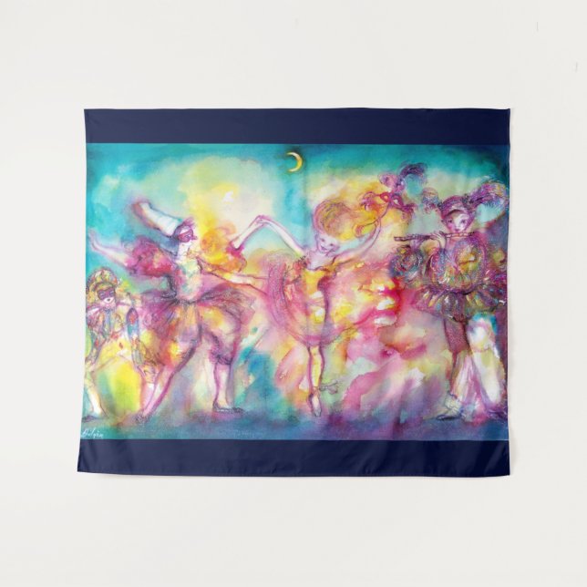 MASQUERADE-PARTY, Mardi-Gras-Masken, Tanz, Musik Wandteppich (Vorderseite (Horizontal))