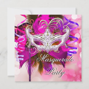 Masquerade Party Maske Lila Pink Mardi Gras Einladung