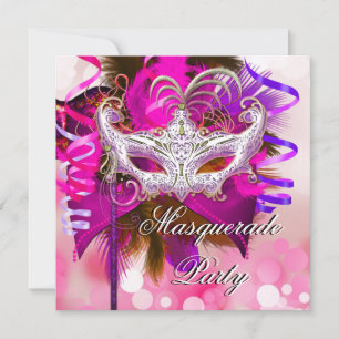 Masquerade Party Maske Lila Pink Mardi Gras Einladung