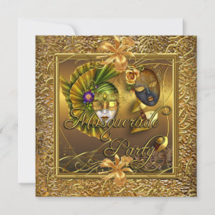 Masquerade Party Masken Gold Black Birthday Einladung
