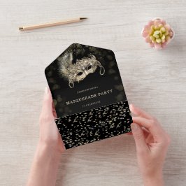 Masquerade-Party mit RSVP-Karten All In One Einladung