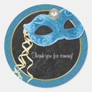 Masquerade Party Vielen Dank Sticker - aquamarin