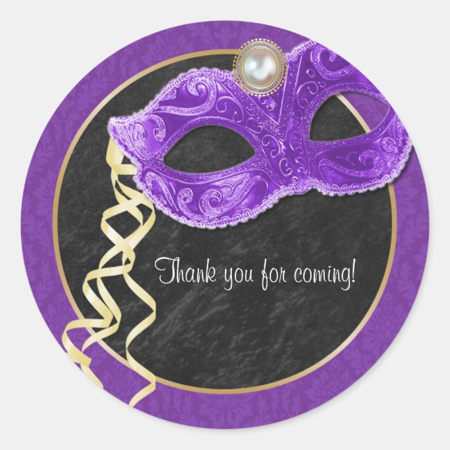 Masquerade Party Vielen Dank Sticker - lila (Vorderseite)