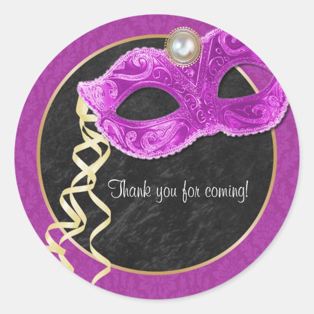 Masquerade Party Vielen Dank Sticker - scharf pink (Vorderseite)