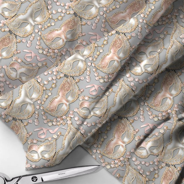 Masquerade Pattern Beads Masken Rose Gold ID1031 Stoff (Von Creator hochgeladen)