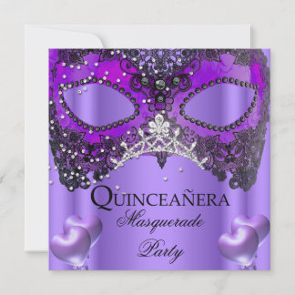 Masquerade Quinceanera 15 Lila Maske Geburtstag Einladung
