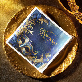 Masquerade Quinceanera Blue Gold ID1031 Serviette