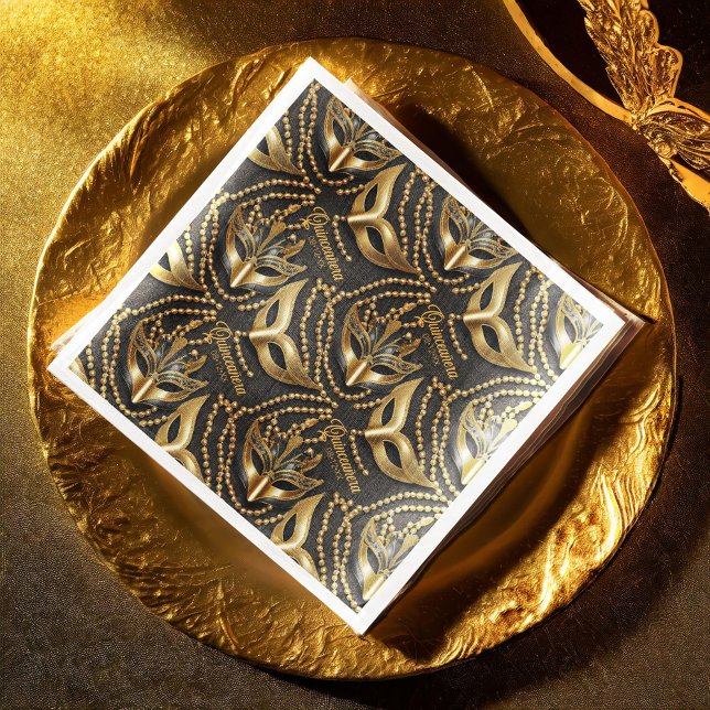 Masquerade Quinceanera Perlen Masken Schwarze ID10 Serviette (Von Creator hochgeladen)