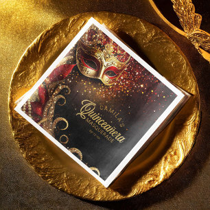 Masquerade Quinceanera Red Gold ID1031 Serviette