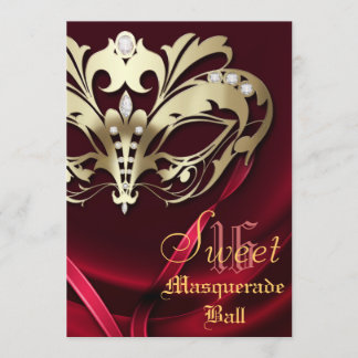 Masquerade Red Jeweled Sweet 16 Einladung