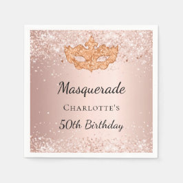 Masquerade Rose Gold Glitzer Staub Geburtstagspart Serviette