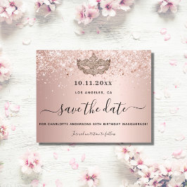 Masquerade Rose Gold Save the Date Karte