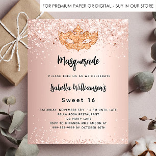Masquerade Rose Gold Sweet 16 Einladung Flyer