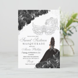 Masquerade Silver Black Princess Kleid Geburtstag Einladung