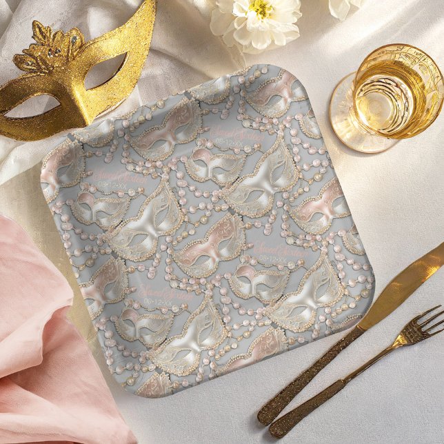 Masquerade Sweet 16 Bead Masken Rose Gold ID1032 Pappteller (Von Creator hochgeladen)